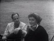 Ingmar Bergman och Katinka Faragó under inspelningen av Det sjunde inseglet.
