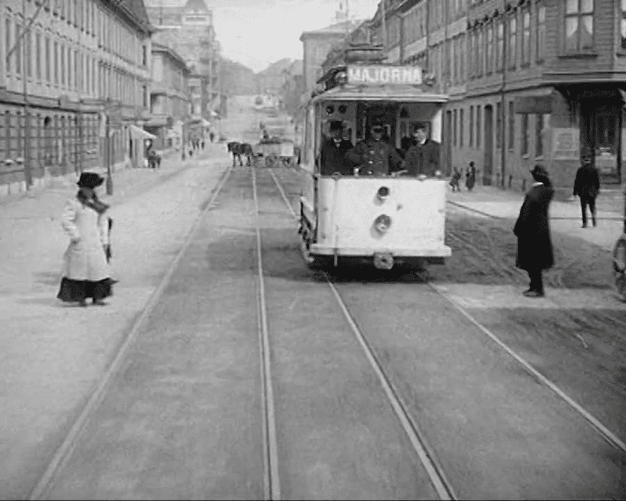 Spårvagn i Göteborg, Majorna 1909-1910.