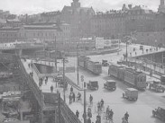 Slussen i Stockholm sett ovanifrån under bygget i början av 1930-talet.