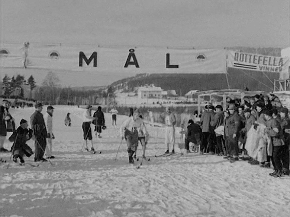 Målgång på SM i skidor 1955.